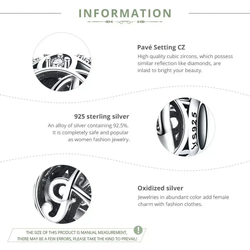 925 Sterling Silver Initial Charm Bead