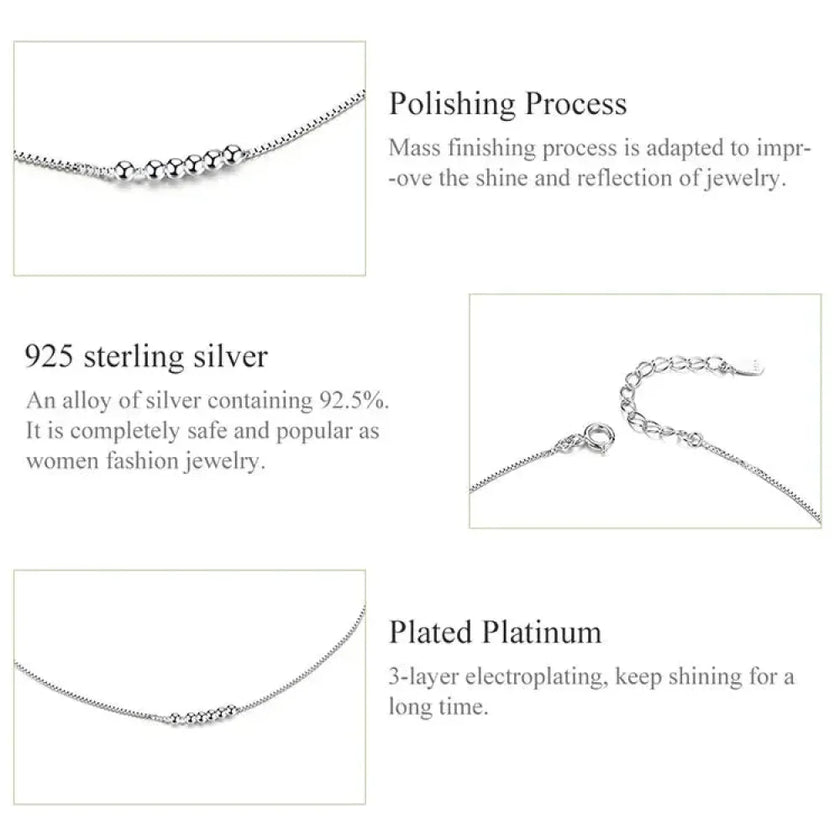 The Delicate 925 Sterling Silver Beaded Anklet
