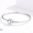 Sterling Silver Snake Chain Bangle Bracelet with CZ Pavé