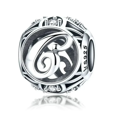 925 Sterling Silver Initial Charm Bead