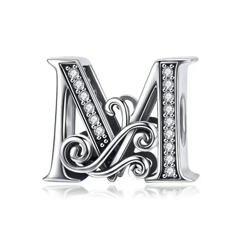 Vintage Openwork 925 Sterling Silver Initial Charm