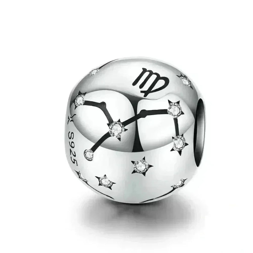 Vintage 925 Sterling Silver Twelve Constellations Star Sign Zodiac Beads Charms For Diy Bracelet Necklace