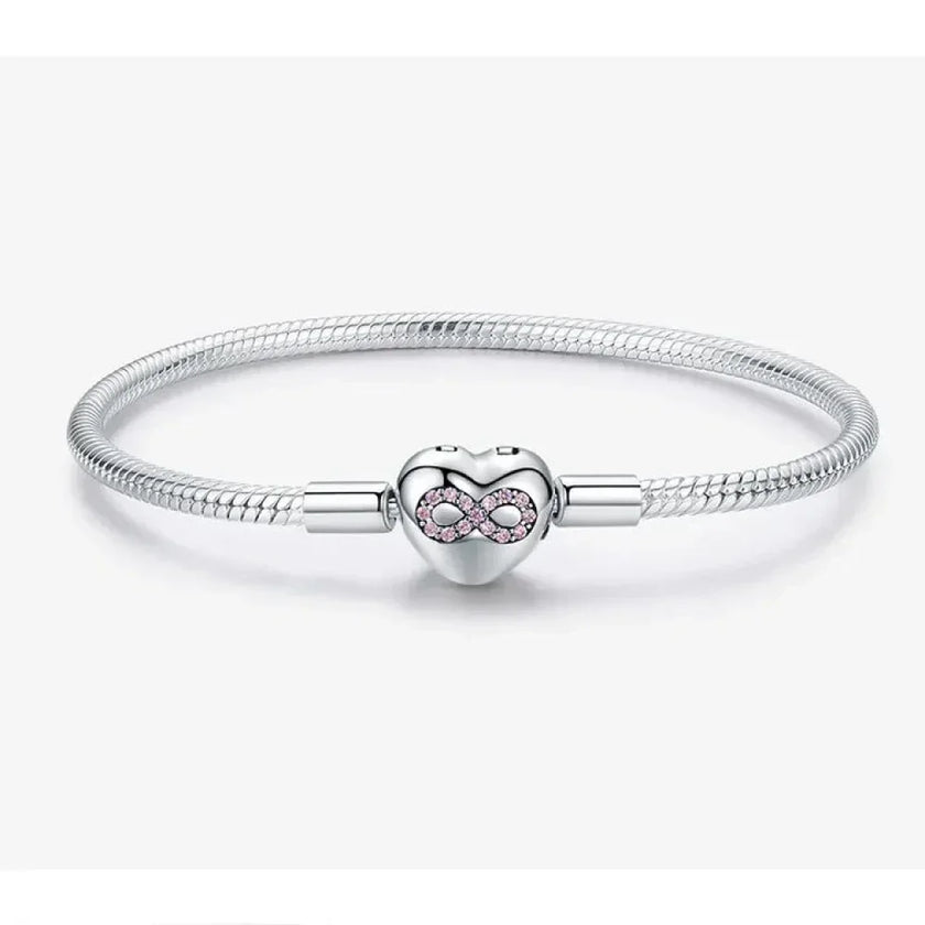 Sterling Silver Infinity Heart Bracelet with CZ