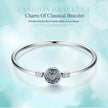 Sterling Silver Snake Chain Bangle Bracelet with CZ Pavé