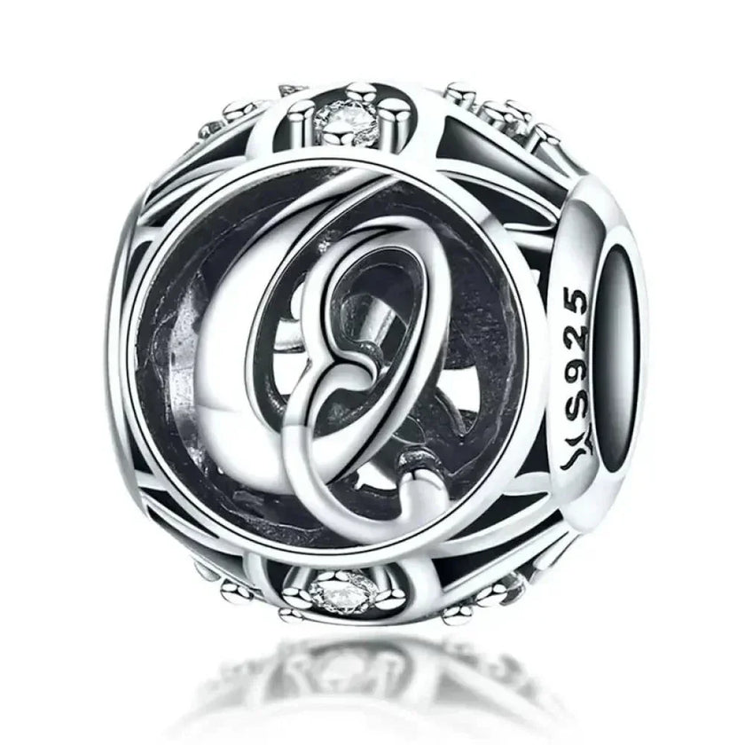 925 Sterling Silver Initial Charm Bead