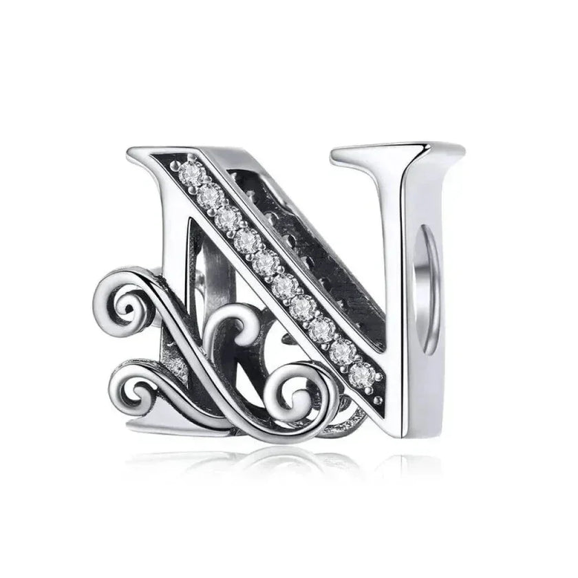 Vintage Openwork 925 Sterling Silver Initial Charm
