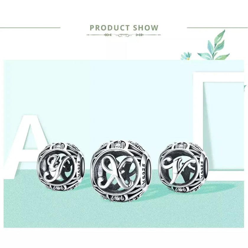 925 Sterling Silver Initial Charm Bead