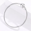 Sterling Silver Snake Chain Bangle Bracelet with CZ Pavé