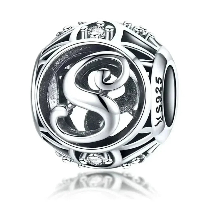 925 Sterling Silver Initial Charm Bead