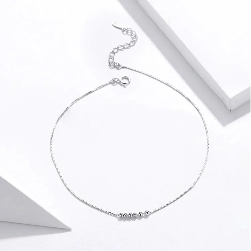 The Delicate 925 Sterling Silver Beaded Anklet