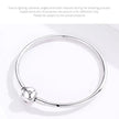 Sterling Silver Snake Chain Bangle Bracelet with CZ Pavé