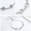 Genuine 925 Sterling Silver Evil Eye Tennis Bracelet w/ Blue CZ | Adjustable