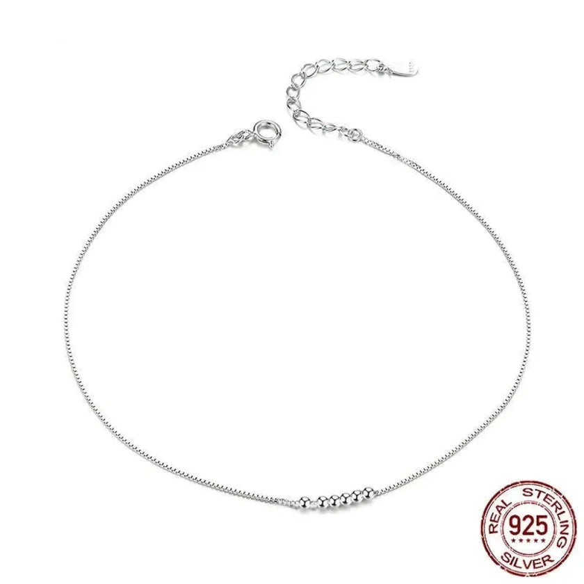The Delicate 925 Sterling Silver Beaded Anklet