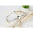 Sterling Silver Snake Chain Charm Bangle – 3mm Barrel Clasp