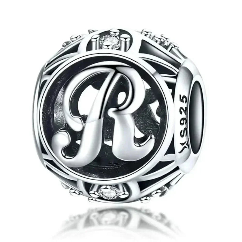 925 Sterling Silver Initial Charm Bead