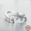 925 Sterling Silver CZ Butterfly Open Ring
