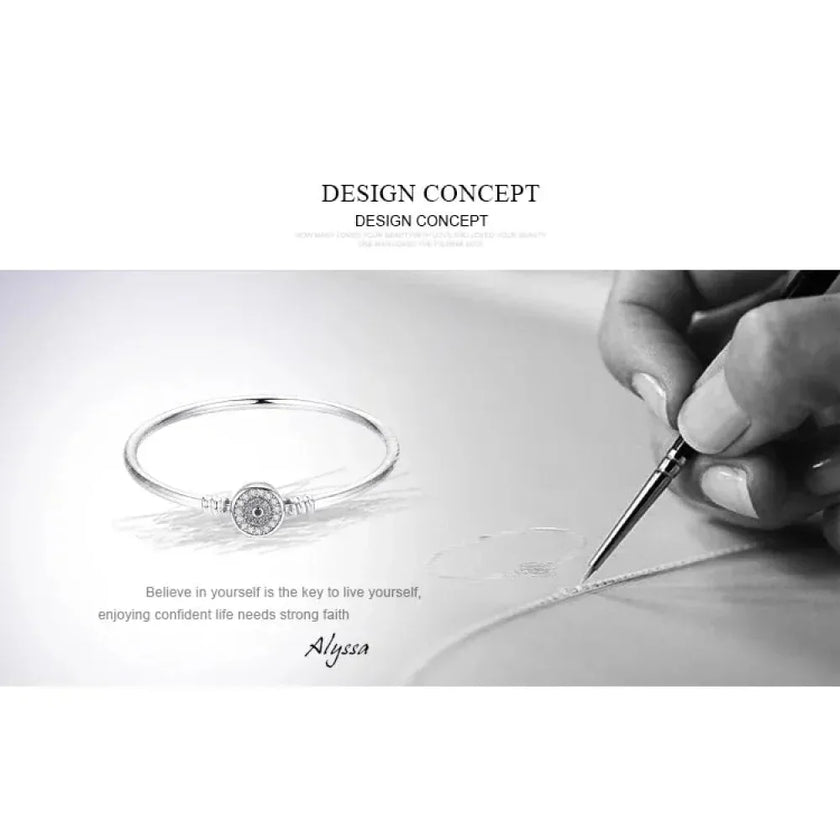 Sterling Silver Snake Chain Bangle Bracelet with CZ Pavé