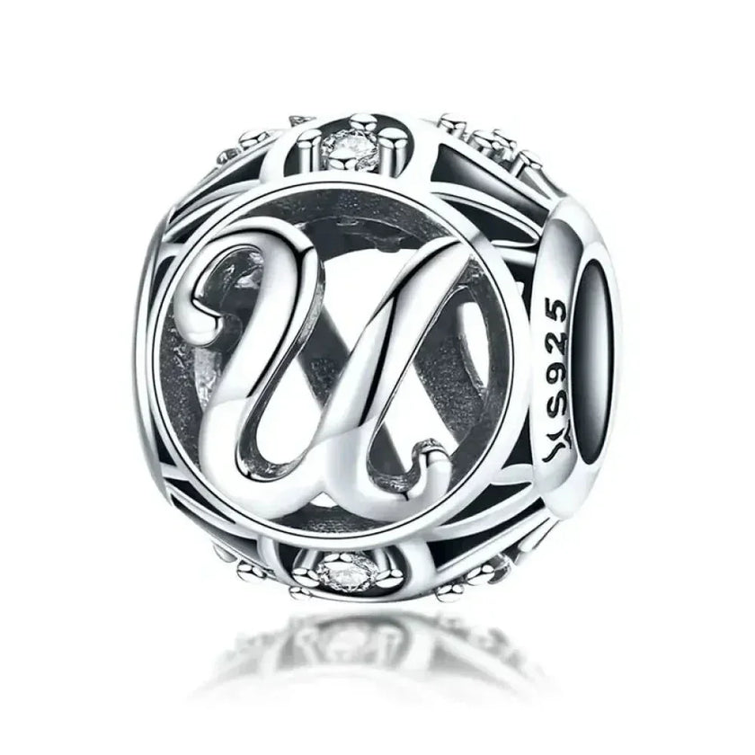 925 Sterling Silver Initial Charm Bead