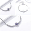 Sterling Silver Evil Eye Tennis Bracelet with CZ – Adjustable