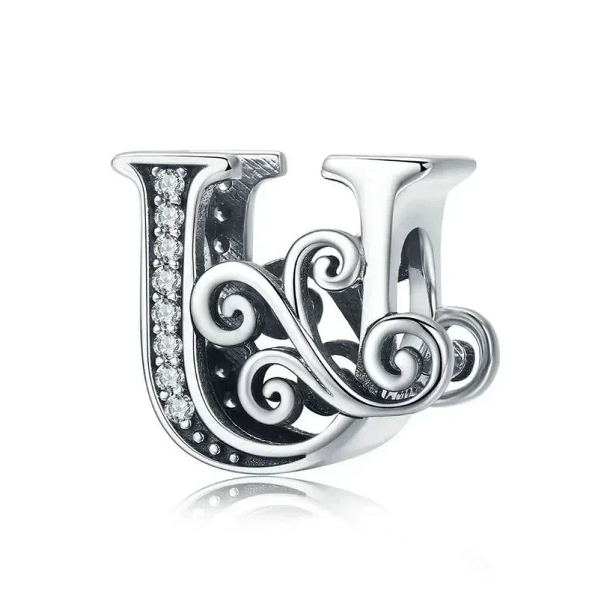 Vintage Openwork 925 Sterling Silver Initial Charm