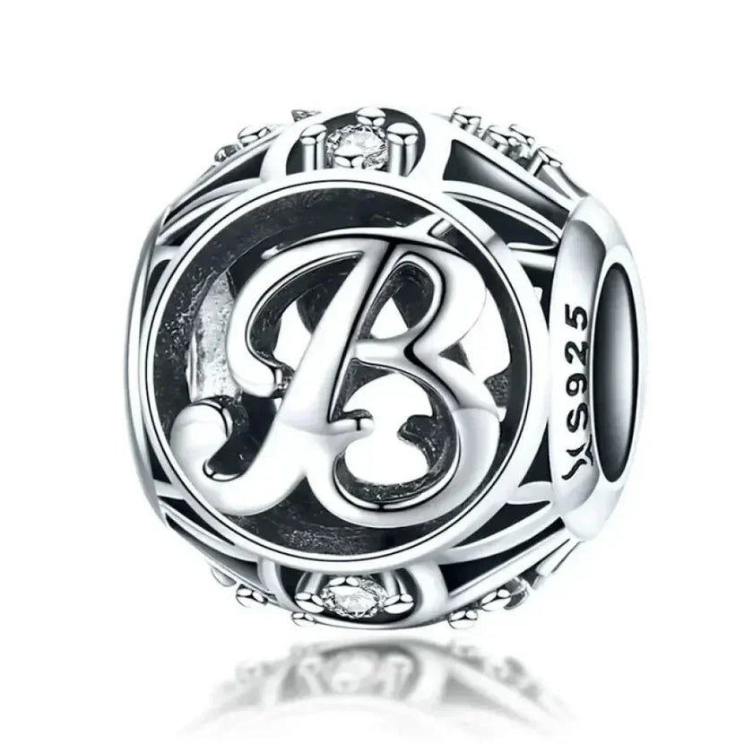 925 Sterling Silver Initial Charm Bead