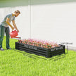 6 x 3 x 1ft Galvanized Raised Garden Bed, Reinforced Outdoor Planter Box with Open Bottom, Dark Grey