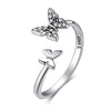 925 Sterling Silver CZ Butterfly Open Ring
