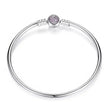 Sterling Silver Snake Chain Bangle Bracelet with CZ Pavé