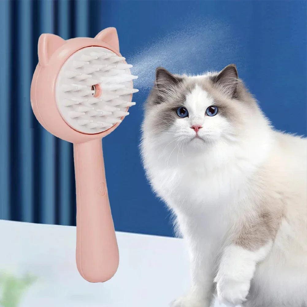 3-in-1 Steam Cat Grooming Brush – USB Rechargeable Slicker Brush for Cats & Dogs
