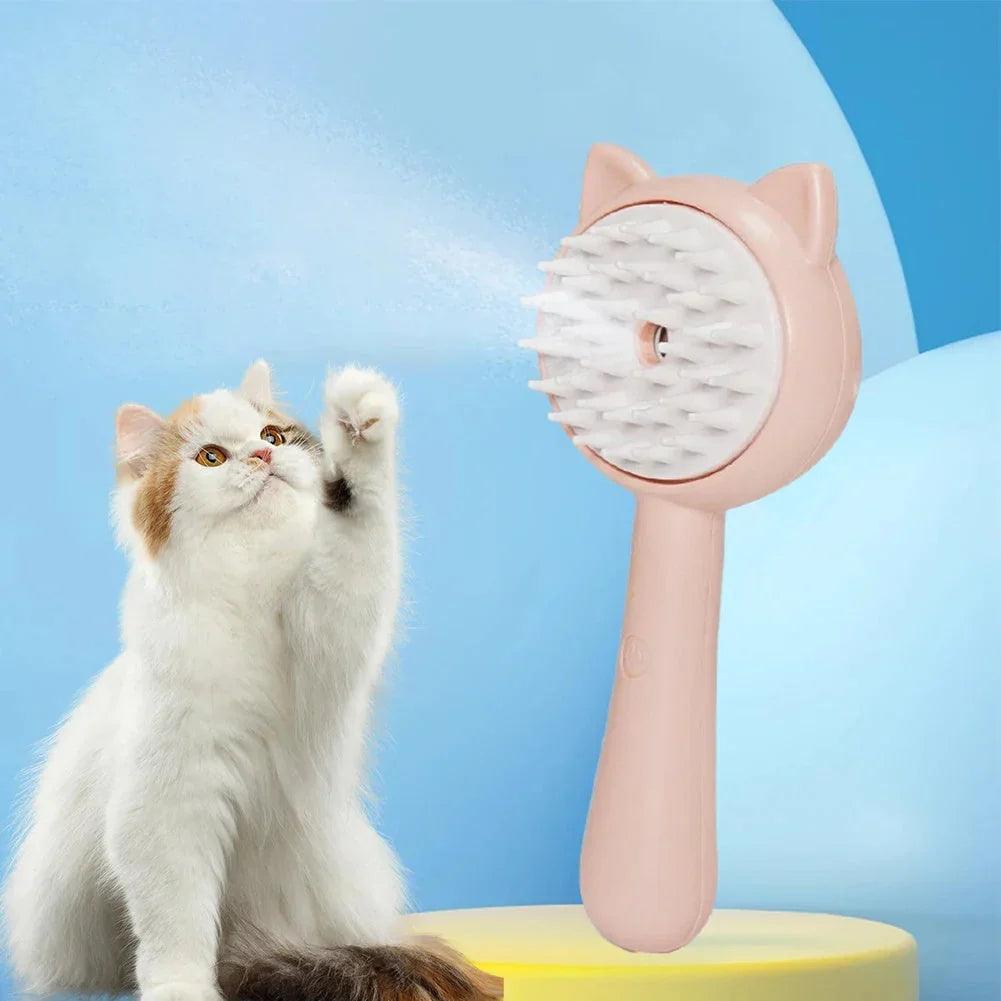 3-in-1 Steam Cat Grooming Brush – USB Rechargeable Slicker Brush for Cats & Dogs