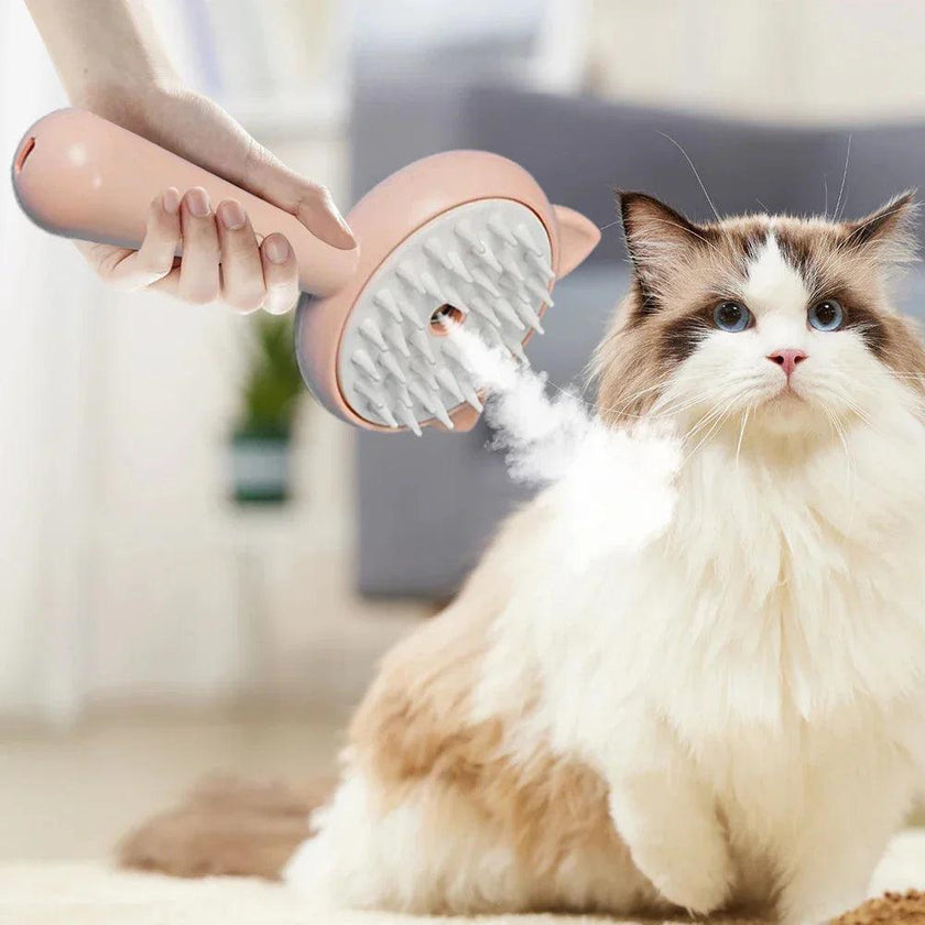 3-in-1 Steam Cat Grooming Brush – USB Rechargeable Slicker Brush for Cats & Dogs
