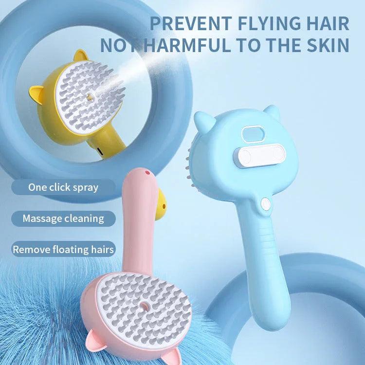 3-in-1 Steam Cat Grooming Brush – USB Rechargeable Slicker Brush for Cats & Dogs