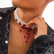 Halloween Blood Drop Tassel Pearl Crystal Necklace