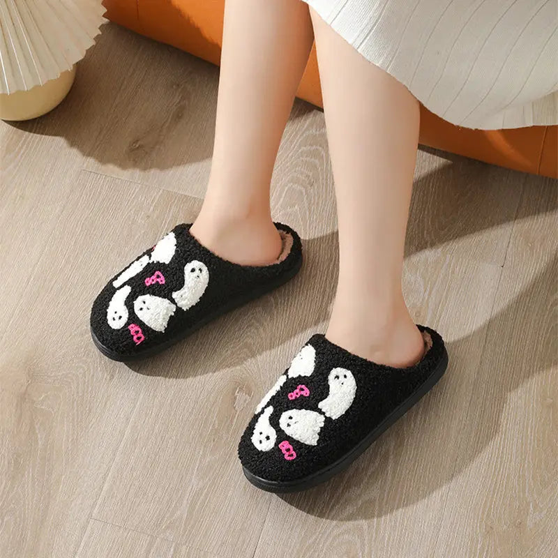 Halloween Slippers – Warm Anti-Slip Cartoon Plush Home Baotou Shoes