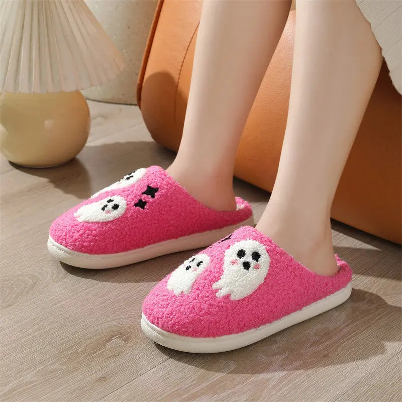 Halloween Slippers – Warm Anti-Slip Cartoon Plush Home Baotou Shoes