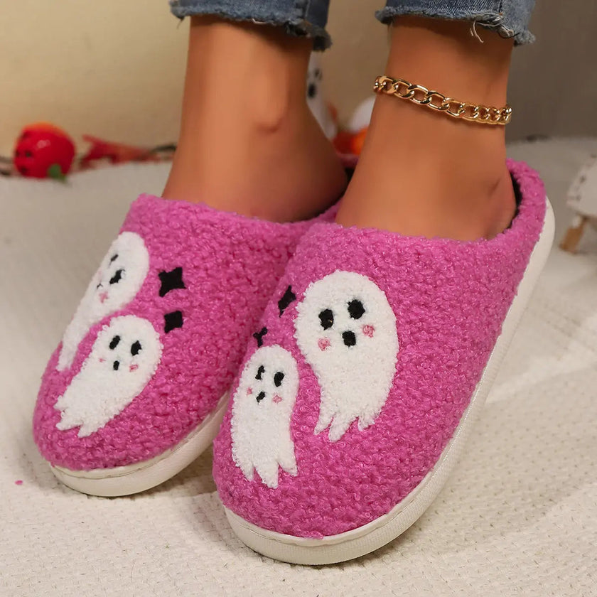 Halloween Slippers – Warm Anti-Slip Cartoon Plush Home Baotou Shoes