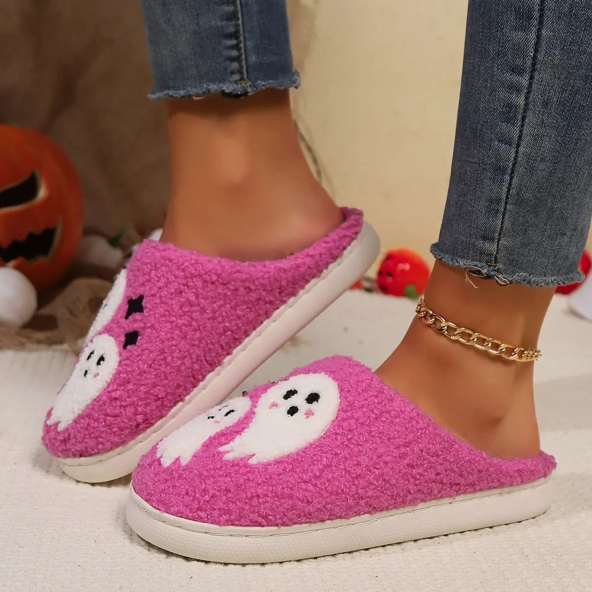 Halloween Slippers – Warm Anti-Slip Cartoon Plush Home Baotou Shoes