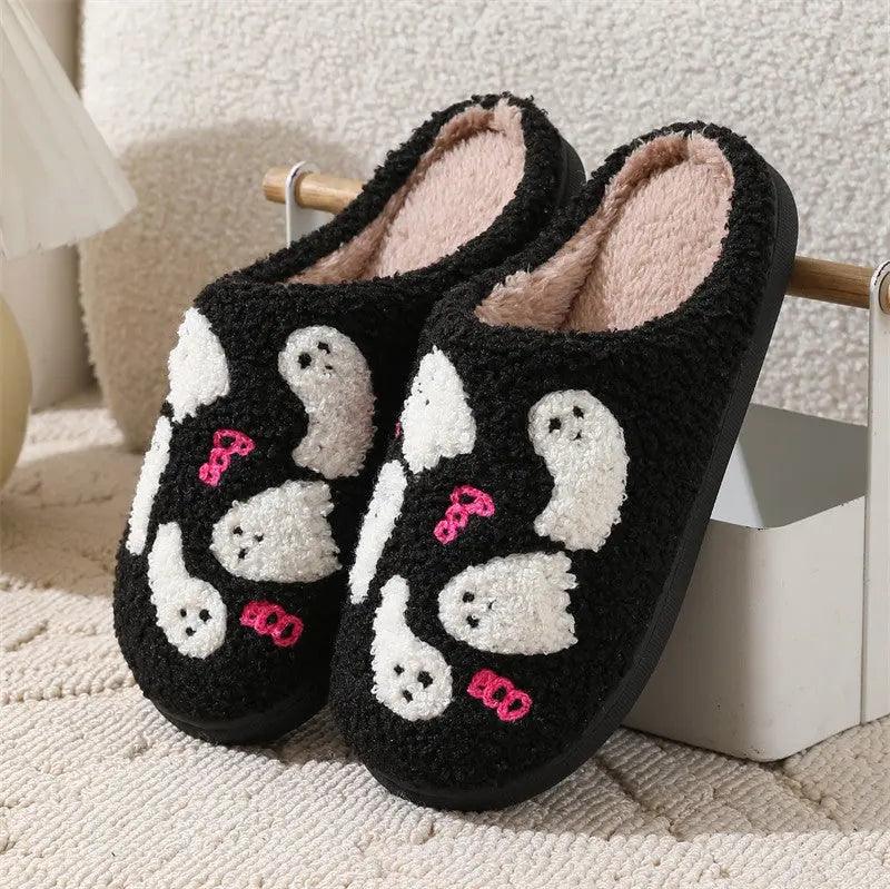 Halloween Slippers – Warm Anti-Slip Cartoon Plush Home Baotou Shoes