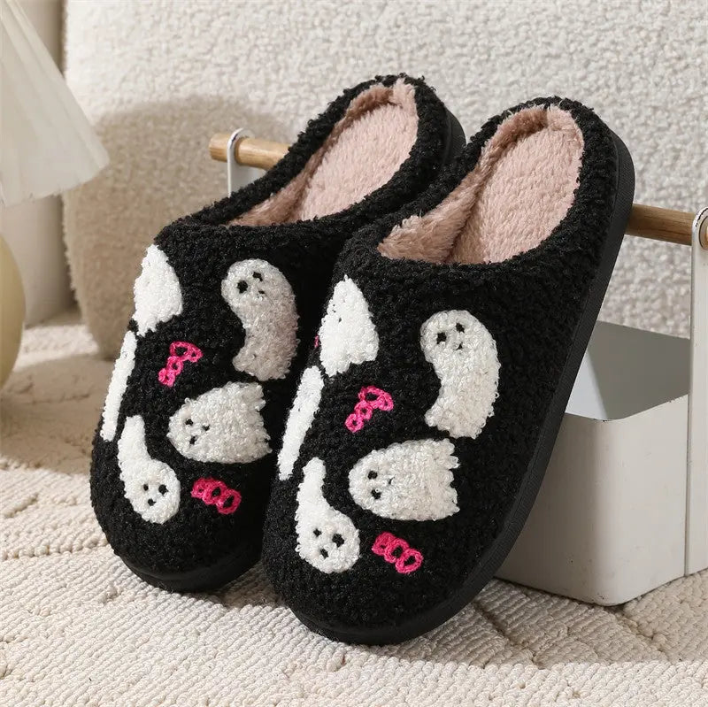 Halloween Slippers – Warm Anti-Slip Cartoon Plush Home Baotou Shoes