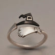 Halloween Ghost Witch Hat Broom Opening Ring