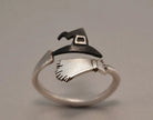 Halloween Ghost Witch Hat Broom Opening Ring