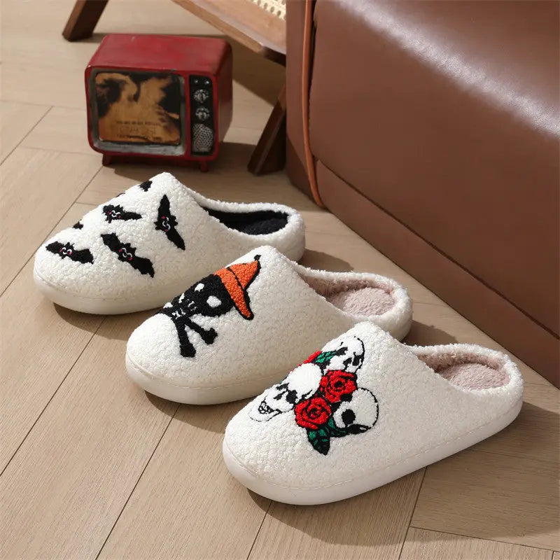 Halloween Slippers – Plush Anti-Slip Warm Slippers for Men & Women