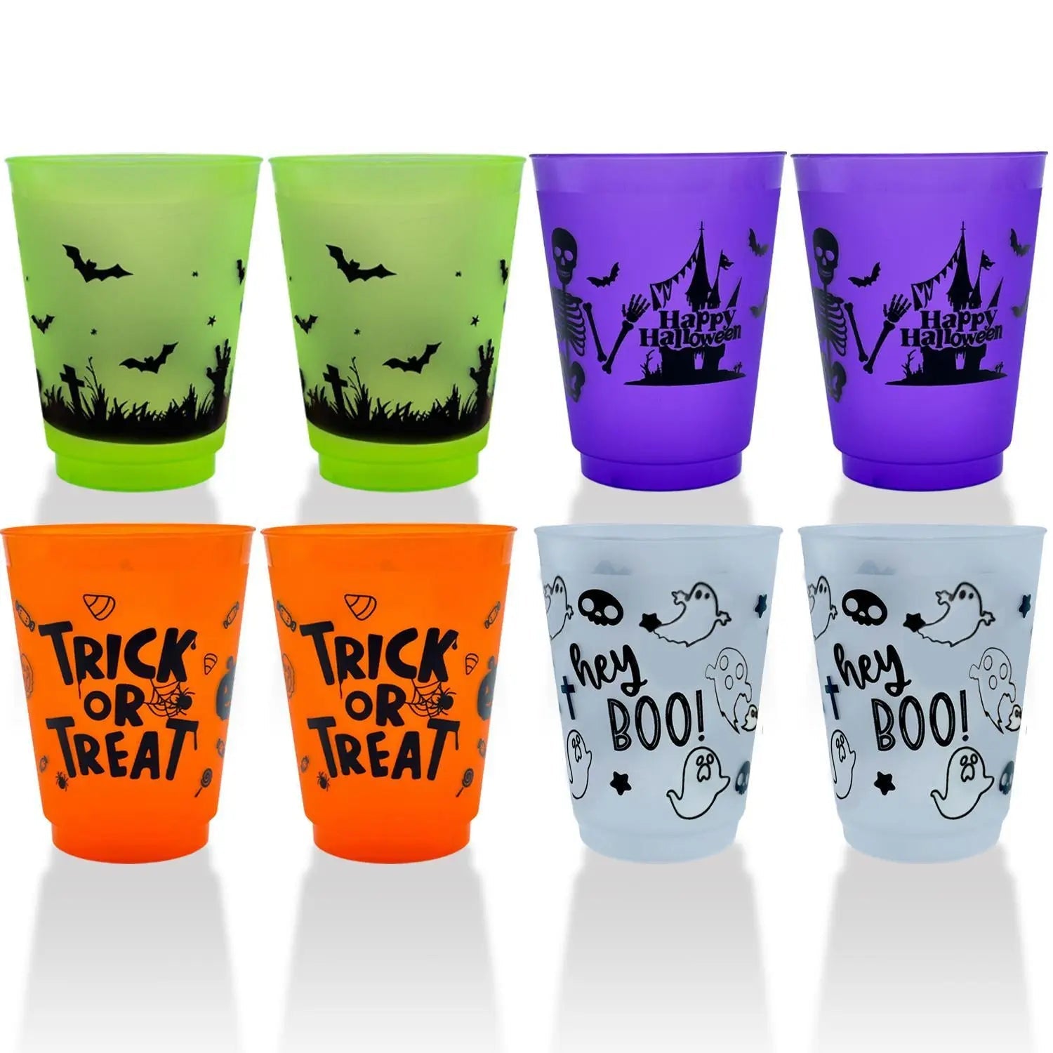 Halloween cups A Pack Of 8 Halloween Plastic Cups With Patterns.
