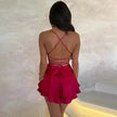 Halter Satin Summer Charming Backless Straps Temperament Elegant Celebrity Style Short Dress