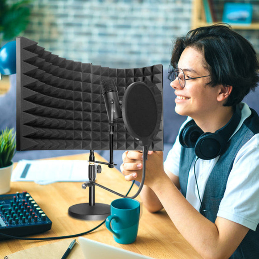 HamiltonBuhl - On-Air Podcast Kit Contains Podcast Microphone, Sound Isolation Shield, Pop Filter And Stand Kit