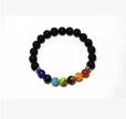 Handmade Black Lava Seven Chakra Healing Balance Beaded Bracelet