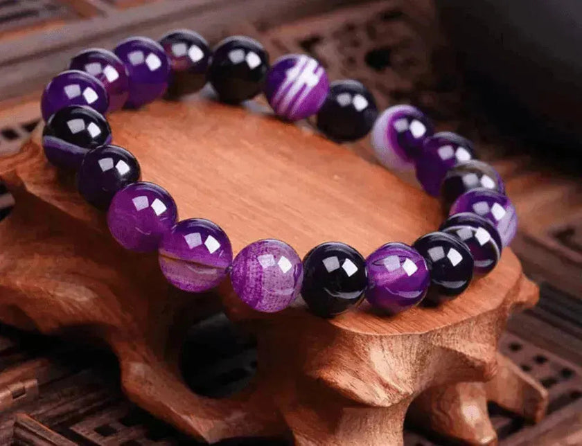 Handmade Black Lava Seven Chakra Healing Balance Beaded Bracelet
