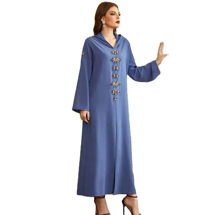 Handmade Diamond Hooded Robe Arab  Dress
