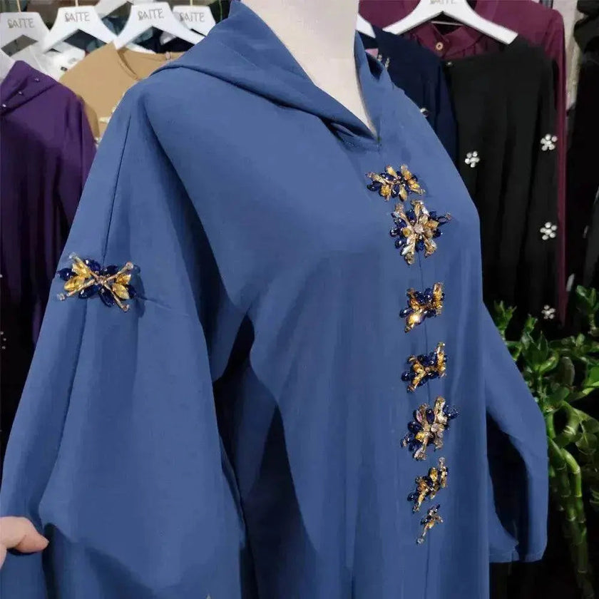 Handmade Diamond Hooded Robe Arab  Dress