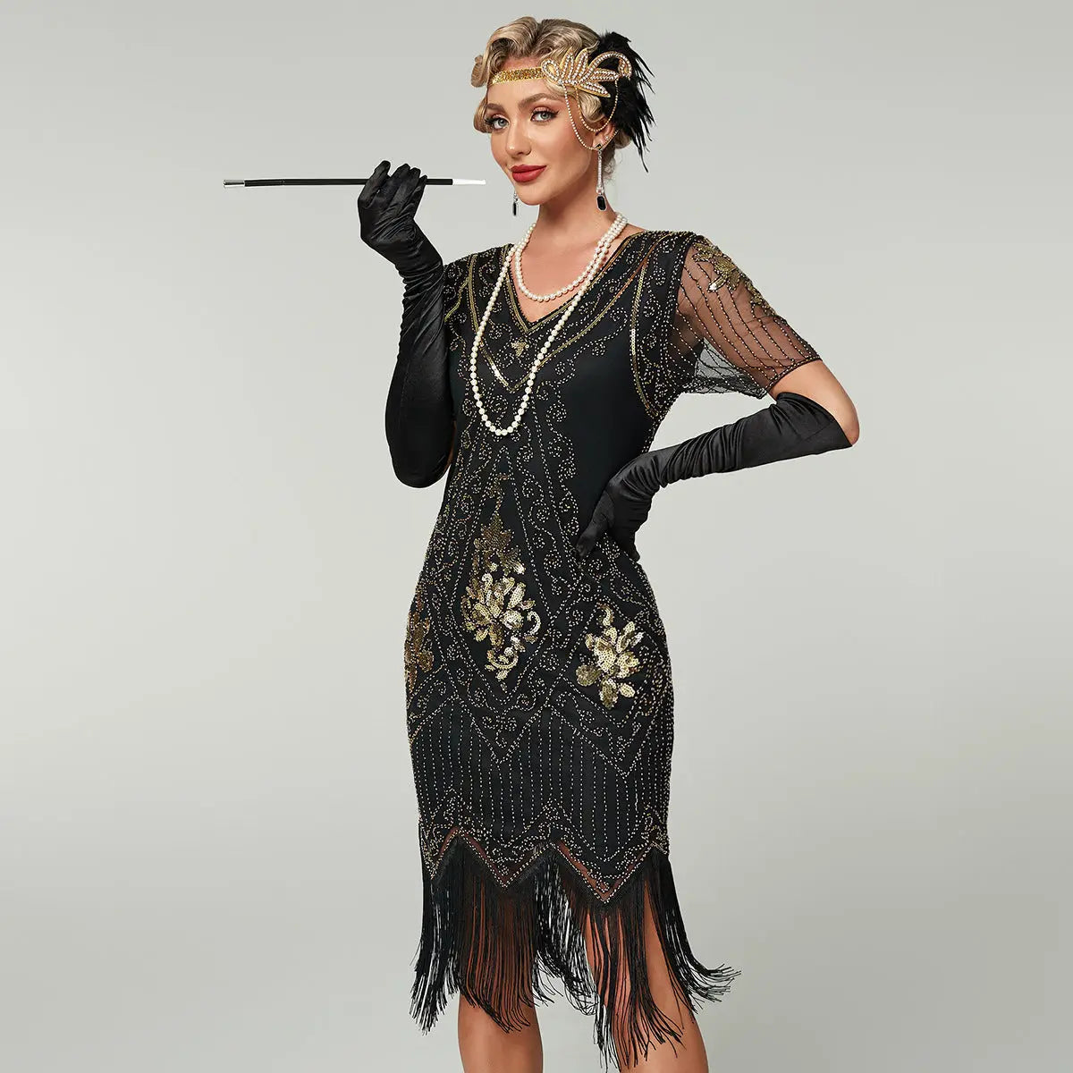 Handmade Embroidery Beads Sequin Tassel Fringed Dress